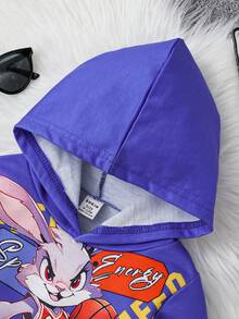 男嬰卡通和字母圖案連帽衫