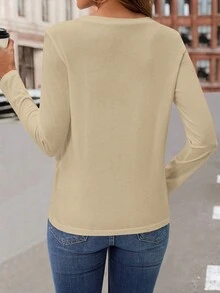 SHEIN LUNE Heart Shaped Print T-shirt - Khaki - View 2