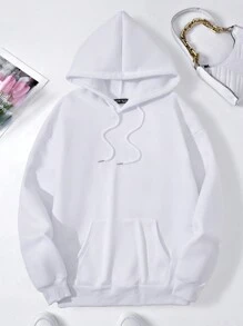 SHEIN Unity Của phụ nữ In Áo nỉ có mũ - trắng - Xem 2