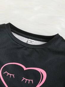 SHEIN Tim & Lá thư Mô hình Trang phục mặc nhà Bộ , Đối với Bé gái tuổi teen - Nhiều màu - Xem 6