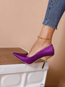 優雅紫色高跟鞋適合女士,時尚性感&多用途適用於約會 - 紫色 - 查看 5