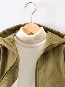 Boys' Hooded Zipper Jacket With Drop Shoulder Design