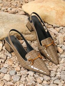 女性後帶腳趾穆勒鞋帶尖頭 - 咖啡棕 - 查看 4