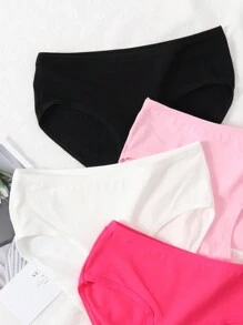4 pièces/set Sous-vêtements minimalistes de couleur unie pour adolescentes et femmes, convenant à toutes les saisons