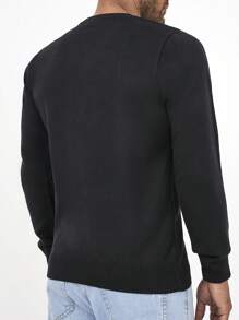 RueChic Men's V-neck Sweater - Black - View 4