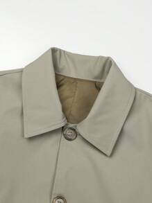 Calvornis Men's Trench Coat With Lapel Collar - Khaki - View 5