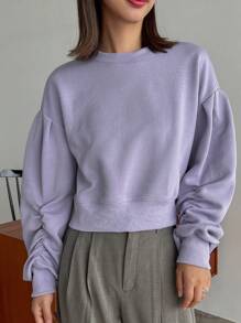 FRIFUL Women'S Drop Shoulder Round Neck Sweatshirt,Fall Clothes - Purple - View 8