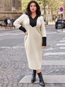 SHEIN Essnce Vestido Largo De Talla Grande Para Mujer - Albaricoque - Ver 3