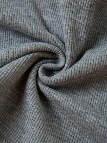 SHEIN EZwear 前鏤空帶扣細節短款T恤 - 深灰色 - 查看 6