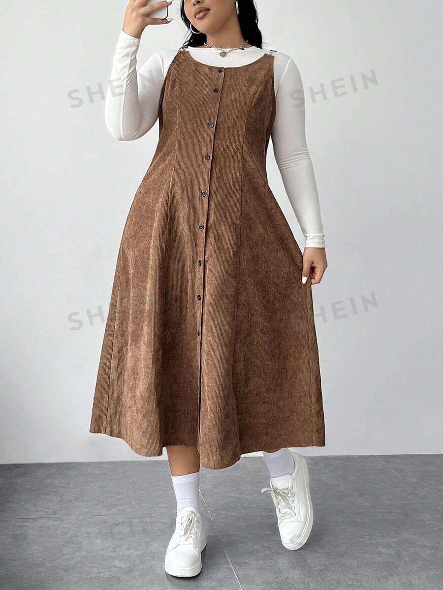 SHEIN EZwear Plus Size Corduroy Dress SHEIN EUR
