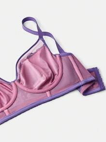 LUVLETTE Lingerie Full Coverage Longline Push Up Lace Bra - Purple - View 8