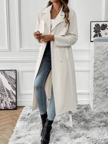 SHEIN Privé 女士風衣外套 - 杏色 - 查看 5