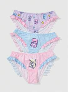 ROMWE Kawaii 3pcs Cartoon Printed Briefs - Multicolor - View 1