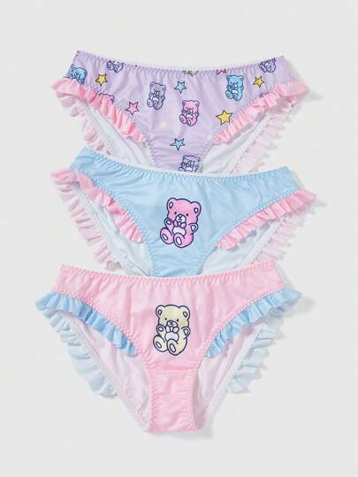 Kawaii 3pcs Cartoon Printed Briefs