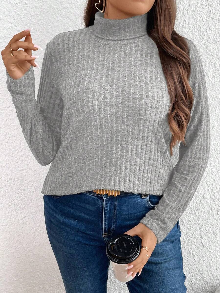 SHEIN LUNE Của phụ nữ Kích thước lớn Vòng cổ Sọc Áo thun - Màu Xám nhạt - Xem 1