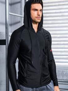 Manfinity Sport Corelite Áo khoác thể thao tay raglan họa tiết chữ cho nam, áo tập luyện - màu đen - Xem 3