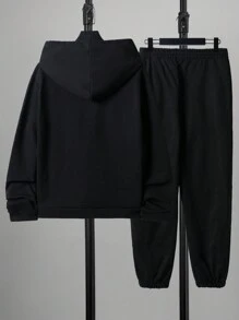 RueChic Men Astronaut Print Hoodie & Sweatpants - Black - View 2