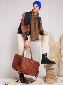 Manfinity VCAY Men Slant Pocket Solid Suit Pants - Beige - View 5