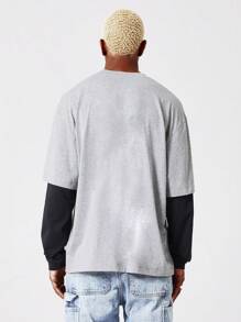 SUMWON Áo thun tay dài hai lớp - Xám - Xem 2