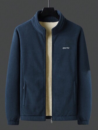 Men's Letter Print Fleece Jacket