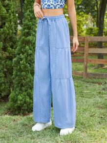 SHEIN WYWH 女士牛仔褲 - 藍色 - 查看 3