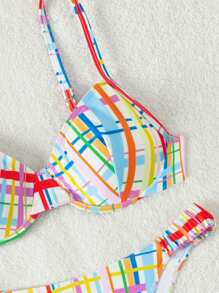 SHEIN Swim Checked Bikini Set - Multicolor - View 6