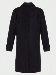 SHEIN Cottnline Men Double Breasted Overcoat - Black - View 2