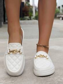 新款平底一腳蹬樂福鞋 - 白色 - 查看 3