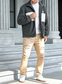 GENTILAND Nam Plus Hai âm Chi tiết Patched thư Áo Teddy Jackets - Nhiều màu - Xem 5