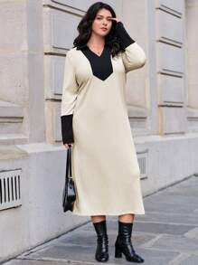 SHEIN Essnce Vestido Largo De Talla Grande Para Mujer - Albaricoque - Ver 5