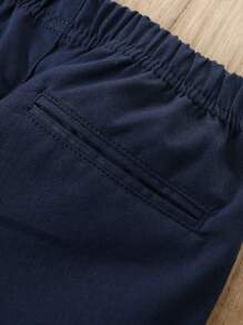 SHEIN Vintaside Kids 2pcs/Set Baby & Toddler Boys Solid Color Casual Pants With Slanted Pockets And Front Buttons , Suitable For Everyday Wear,Baby Pants Toddler Pants Infant Pants Baby Trousers Chic Outfits For Autumn/Winter