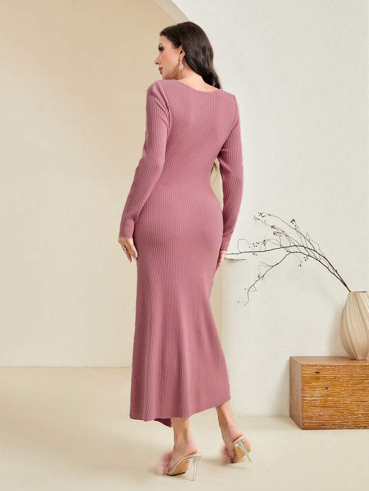 Cut Out Front Sweater Dress Fall Cloth For Women