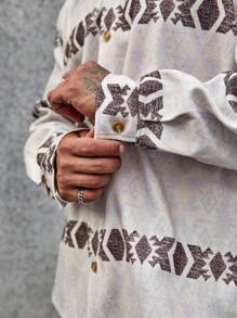 Manfinity Homme Nam Kích thước Lớn Hình học In Áo khoác kiểu sơ mi - Nhiều màu - Xem 7