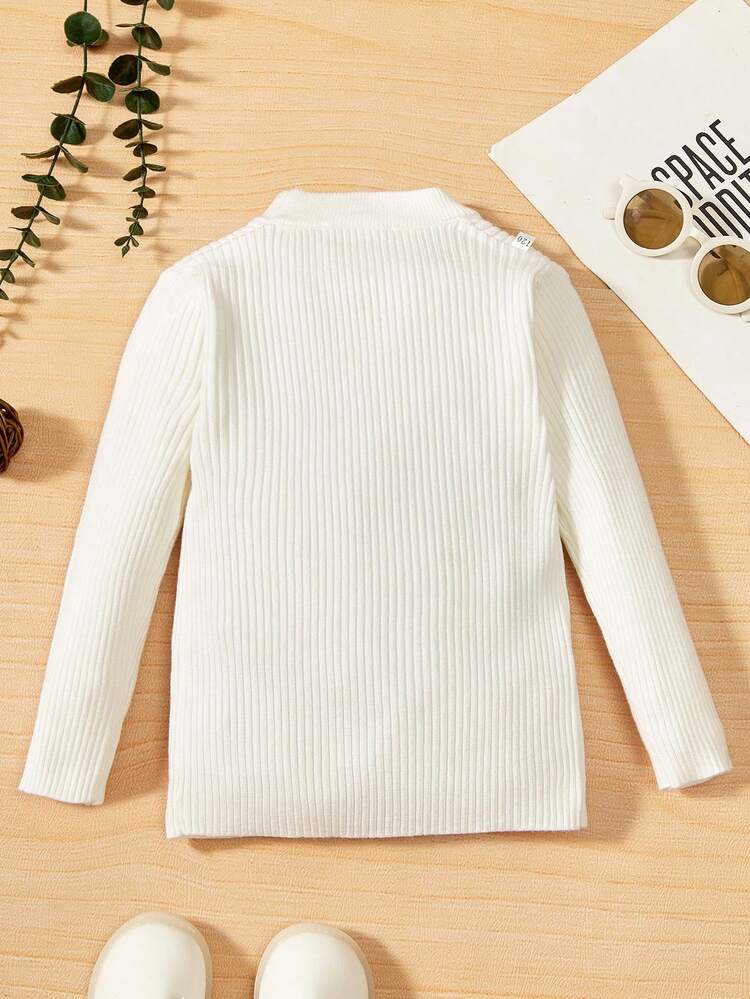 Baby Boy Letter Pattern Mock Neck Ribbed Knit Sweater