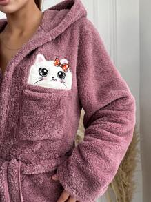 RueChic Cartoon Pattern Hooded Bathrobe