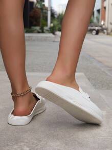 新款平底一腳蹬樂福鞋 - 白色 - 查看 4