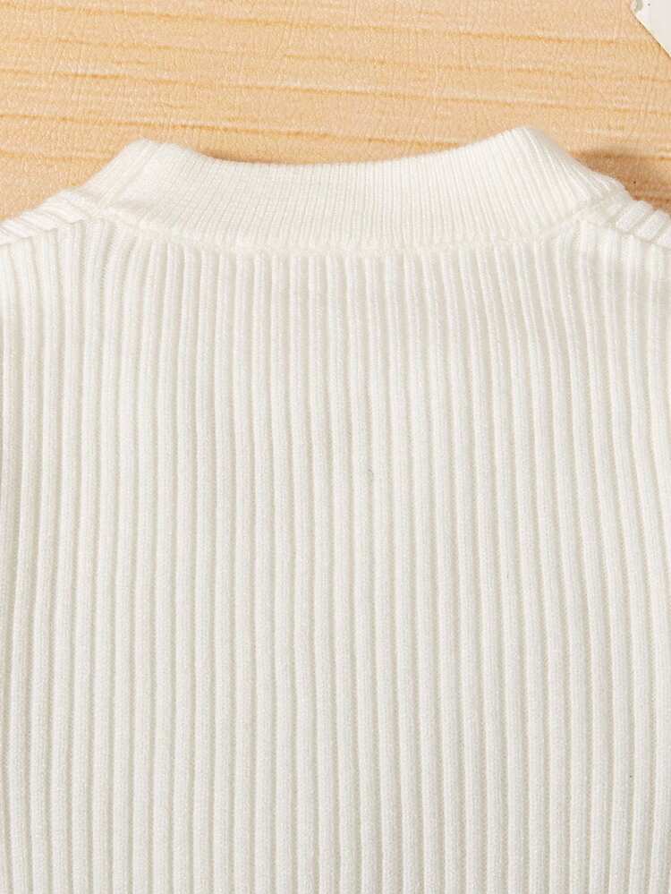 Baby Boy Letter Pattern Mock Neck Ribbed Knit Sweater