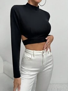 Zolique Cổ giả Cắt ra Top Cây trồng - màu đen - Xem 6