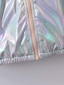 SHEIN Tween Girl 1pc Leopard Print Reversible Hooded Coat - Khaki - View 5