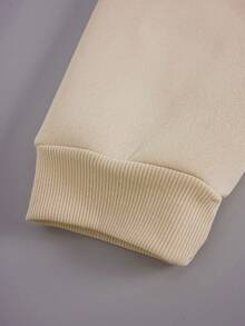 SHEIN EZwear 大碼女士愛心印花圓領運動衫 - 杏色 - 查看 3