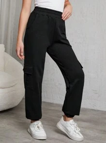 RueChic Teen Girls' Utility Pocket Sweatpants - Black - View 3