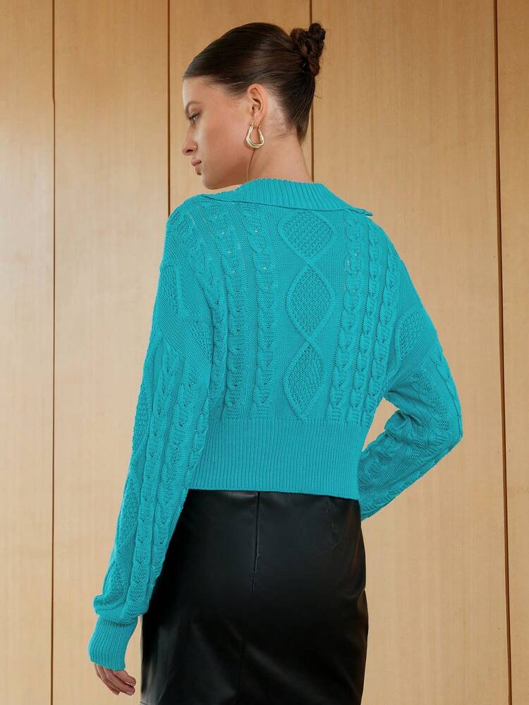 Solid Cable Knit Pullover Fall Winter Sweater