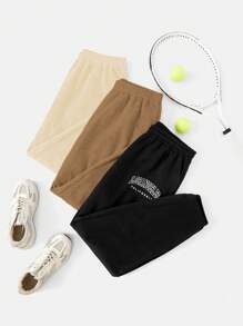 Flirla Plus 3pcs Letter Graphic Sweatpants - Multicolor - View 1