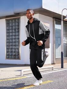 Gym Rark Chaqueta deportiva con capucha con cordón y bloques de color y pantalones de chándal para hombre, conjunto deportivo, chándal, conjunto de entrenamiento para gimnasio - Negro - Ver 6