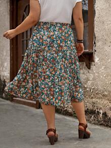 EMERY ROSE Falda con estampado floral bajo con fruncido - Multicolor - Ver 2