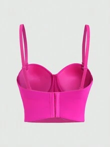 SHEIN Unity 女式毛球和鑽石裝飾背心 - 玫紅色 - 查看 2