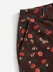 Soleia Ditsy Floral Print Straight Leg Pants - Coffee Brown - View 4