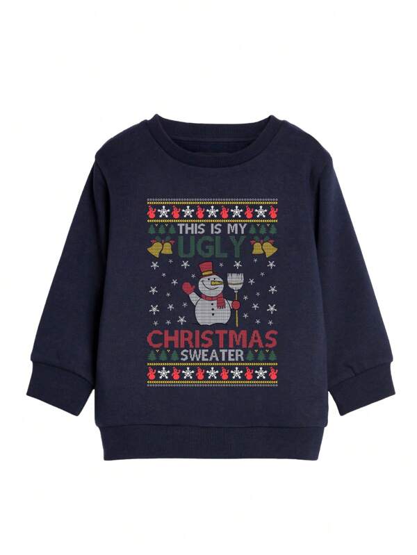 Felpa Con Cappuccio A Stampa Natalizia Per Ragazzi, Con Fodera Termica