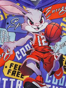 男嬰卡通和字母圖案連帽衫