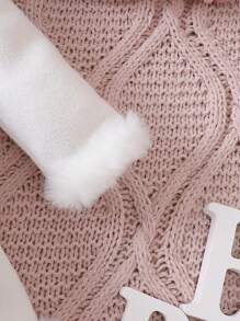 Baby Girl Fuzzy Trim Hooded Dress - White - View 6